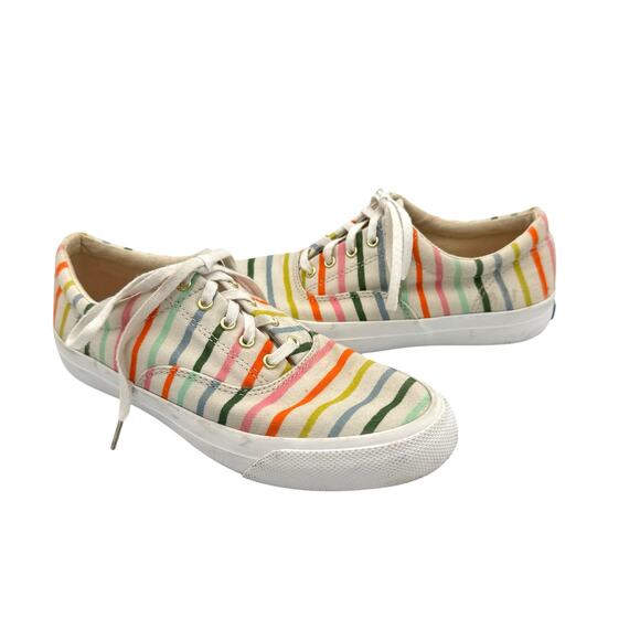Keds x Rifle Paper Co. Anchor Happy Stripe Cream Multi Color Rainbow Sneakers - Picture 1 of 11